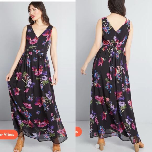 Modcloth Floral Sleeveless Muster The Length Maxi Dress - Picture 1 of 14